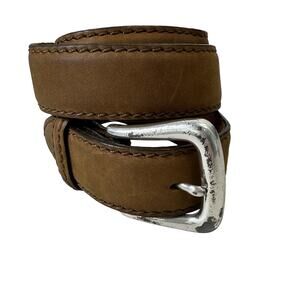 Justin Men's Bark Brown Suede Leather Working Belt 247BD Waist 32 Made In USA